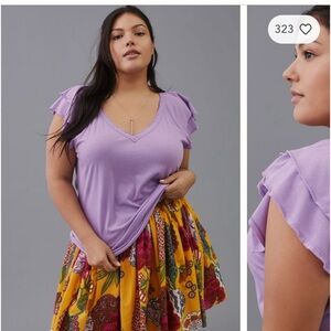 Anthro Maeve Catie ruffle sleeve tee